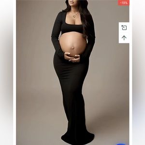 Black cutout long sleeve maternity dress
